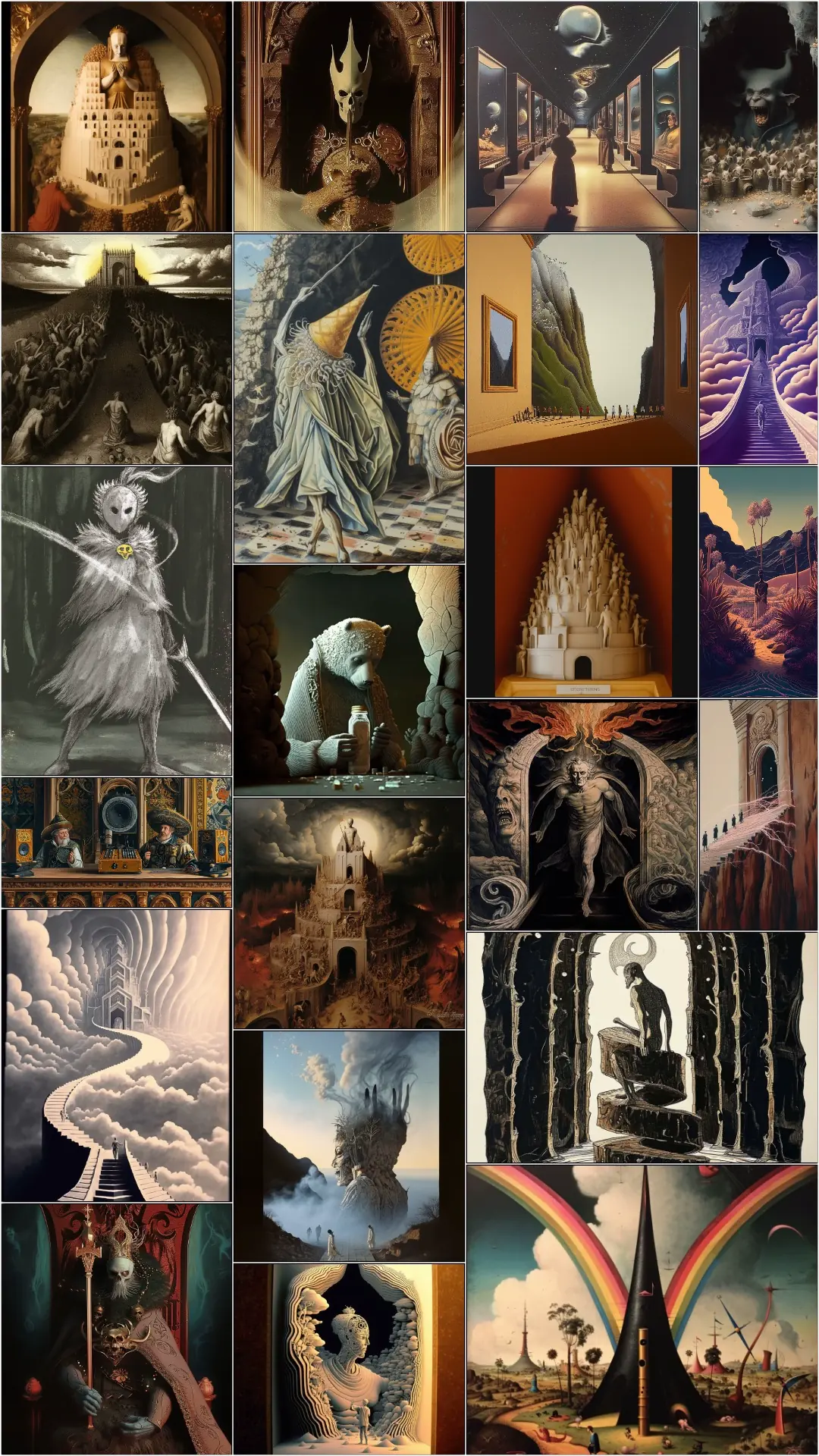 AI-generated world building collage